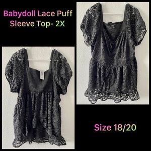 Torrid- Babydoll Lace Puff Sleeve Size- 2X